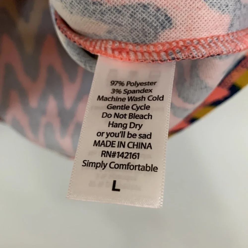 Lularoe Mustard Pink Navy Wavy Chevron Print Cassie Pencil Skirt Size L